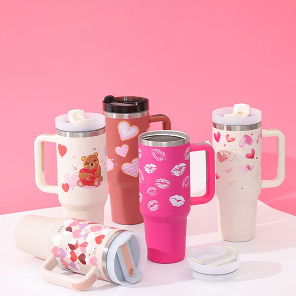 40 Oz Tumbler With Handle Straw Insulated Stainless steel